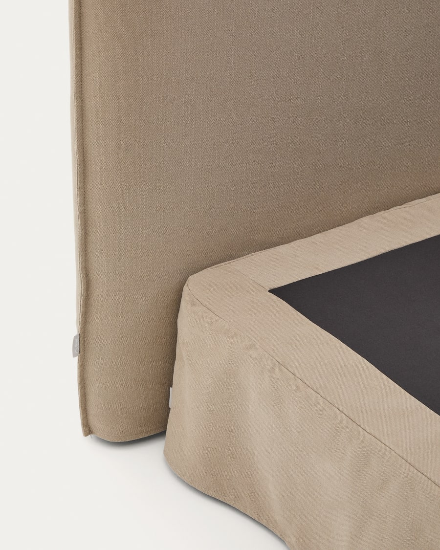 Jaira bed with removable linen and cotton cover in taupe for a 150 x 190 cm FSC Mix Credit mattress
