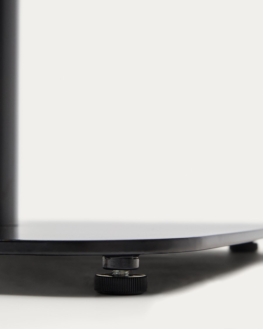 Taula de bar Saura de metall pintat de negre amb sobre acàcia noguera 70x70x70cm FSC 100%