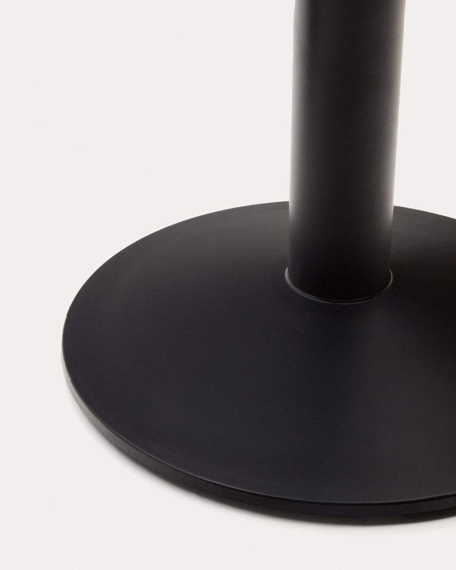 Saura round high bar table made of black metal with a white terrazzo top, 96 x Ø70 cm