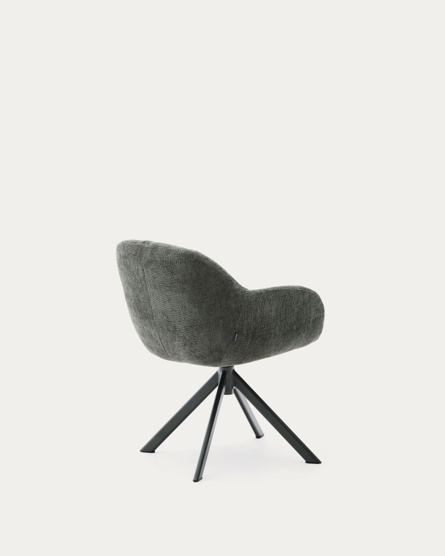 Dorina swivel chair in green chenille and steel legs in a green finish