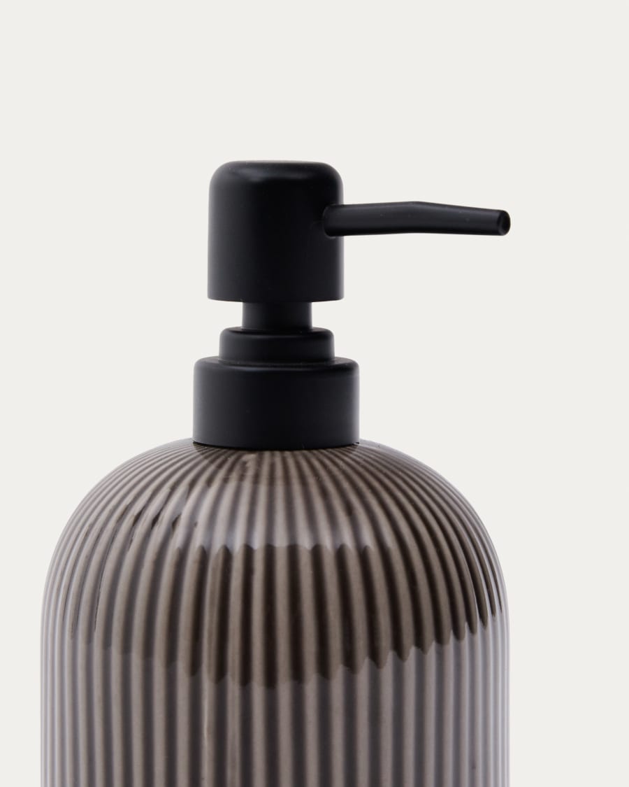 Selime brown stoneware soap dispenser