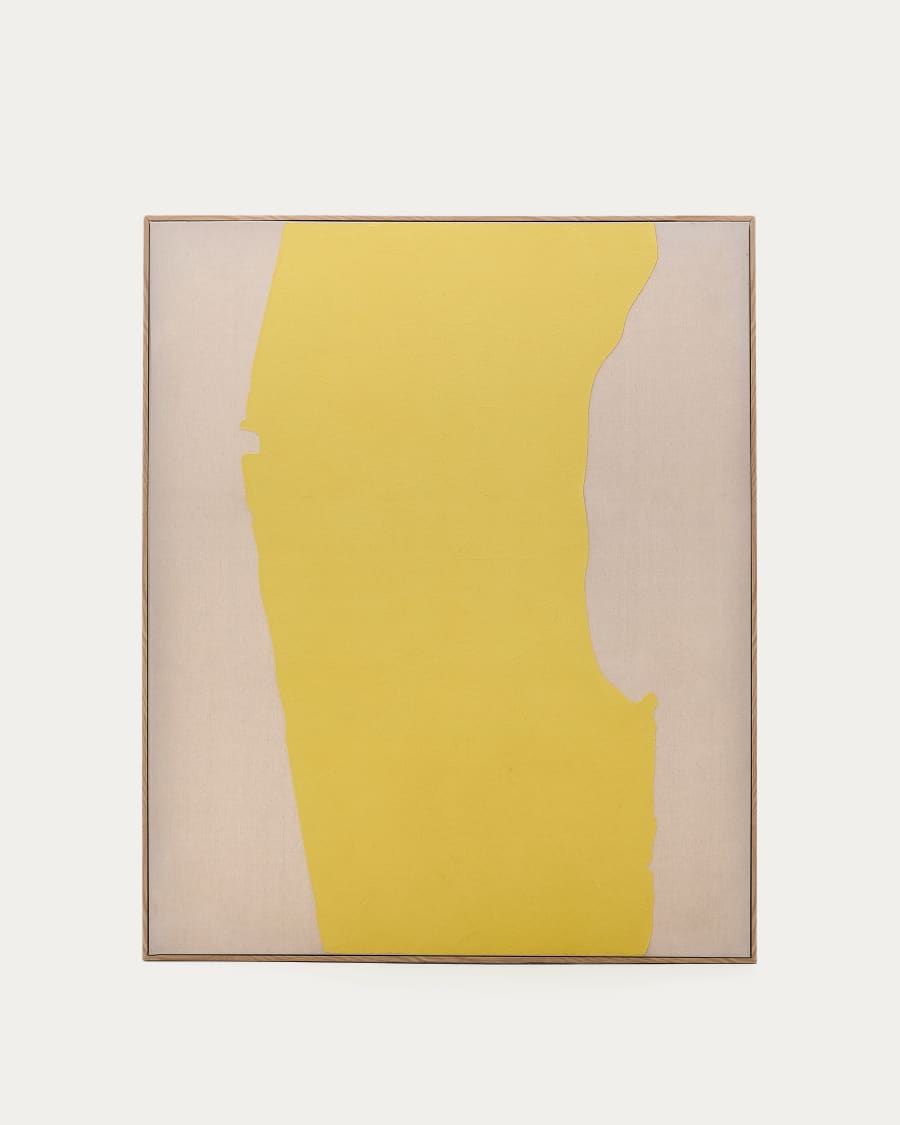 Kelta hand-painted yellow linen abstract picture 140 x 170cm