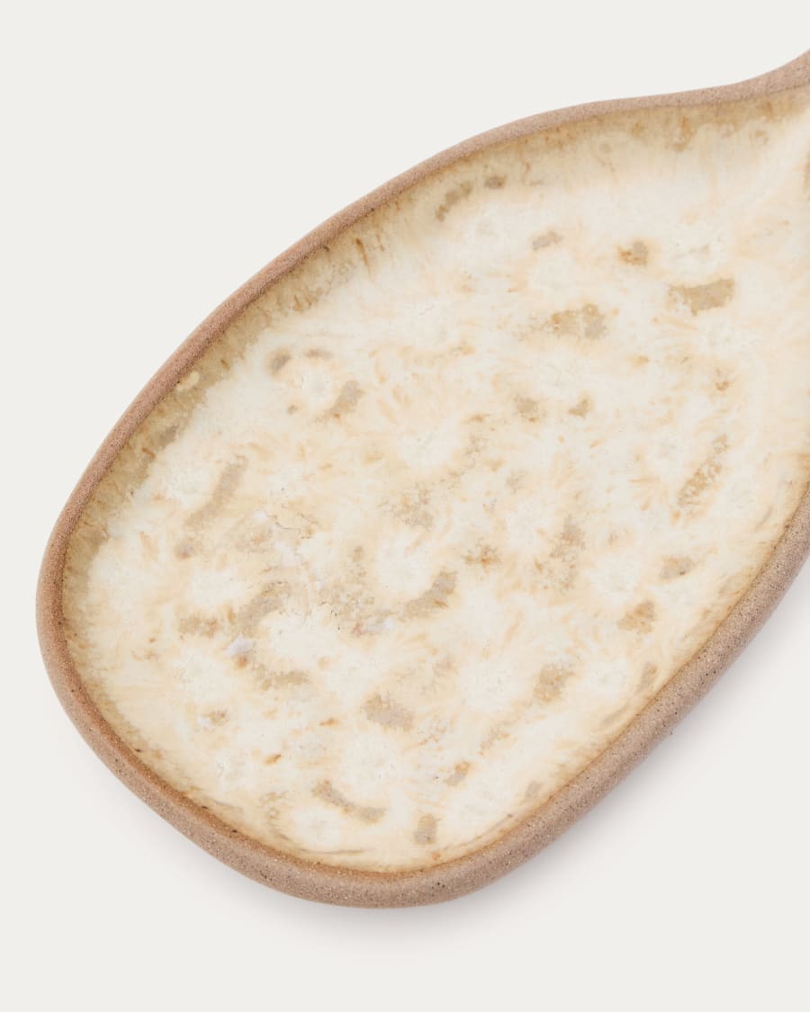 Zunel beige ceramic long spoon