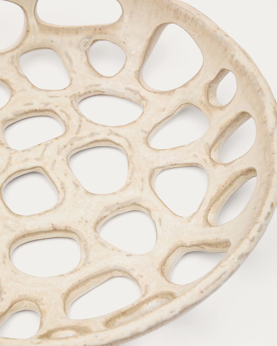 Zunel large beige ceramic fruit bowl