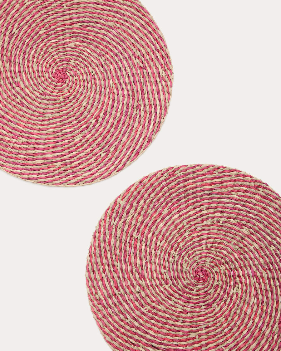 Set Rivela aus 2 Tischsets aus Seegras in Rot Ø 38 cm