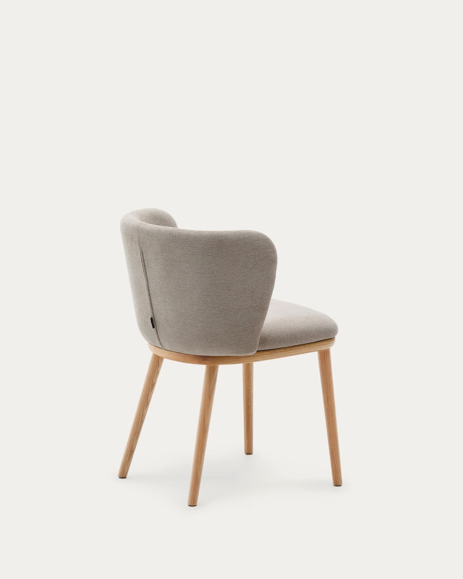 Ciselia chair brown chenille and solid ash wood natural tone finish FSC Mix Credit
