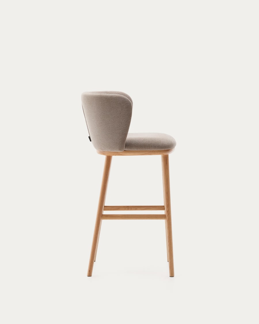 Ciselia stool brown chenille and solid ash wood natural tone finish FSC Mix Credit 75 cm