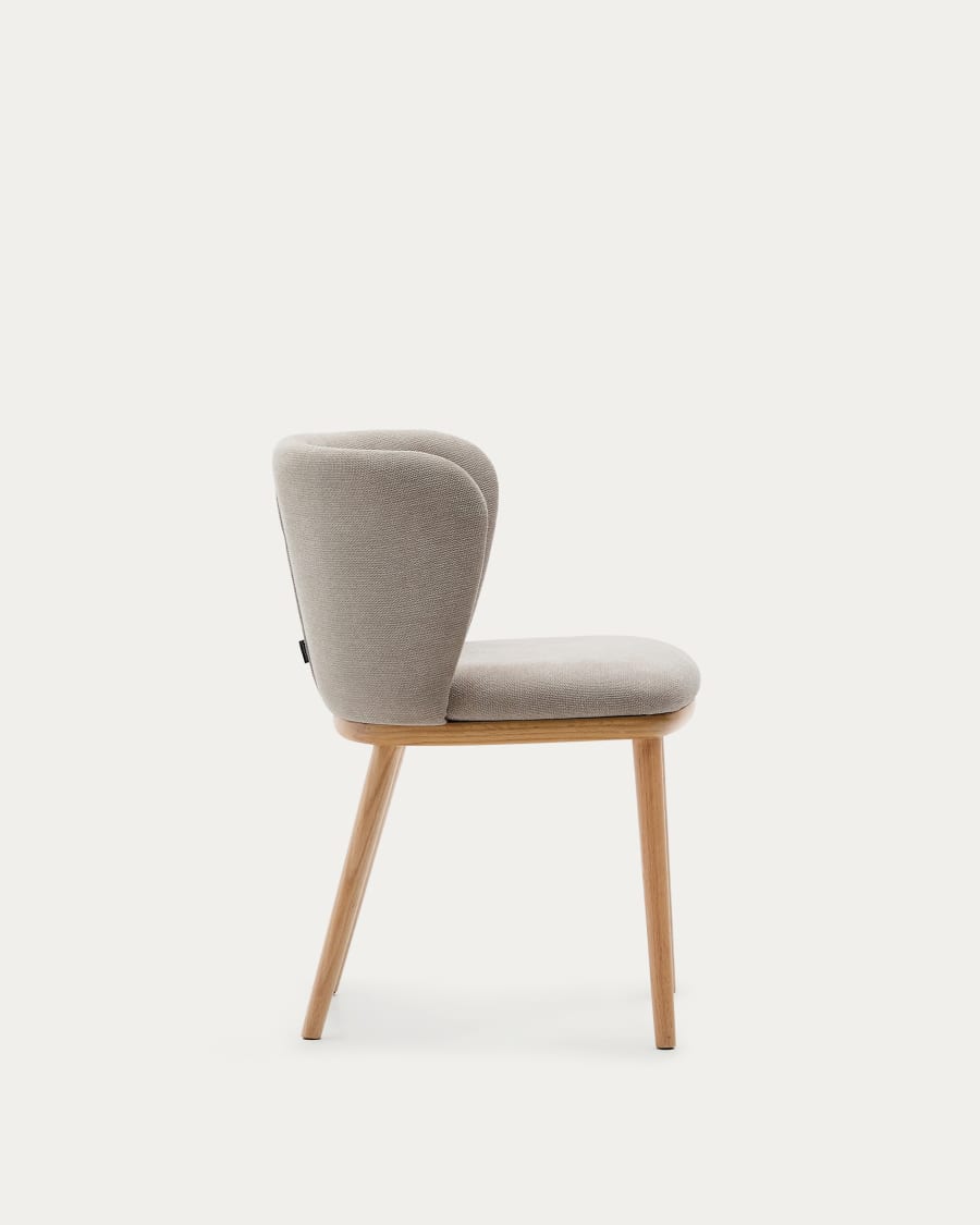 Ciselia chair brown chenille and solid ash wood natural tone finish FSC Mix Credit