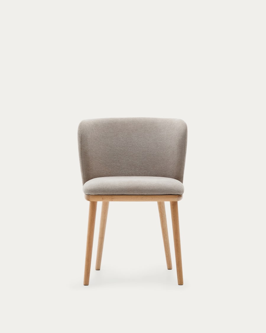 Ciselia chair brown chenille and solid ash wood natural tone finish FSC Mix Credit