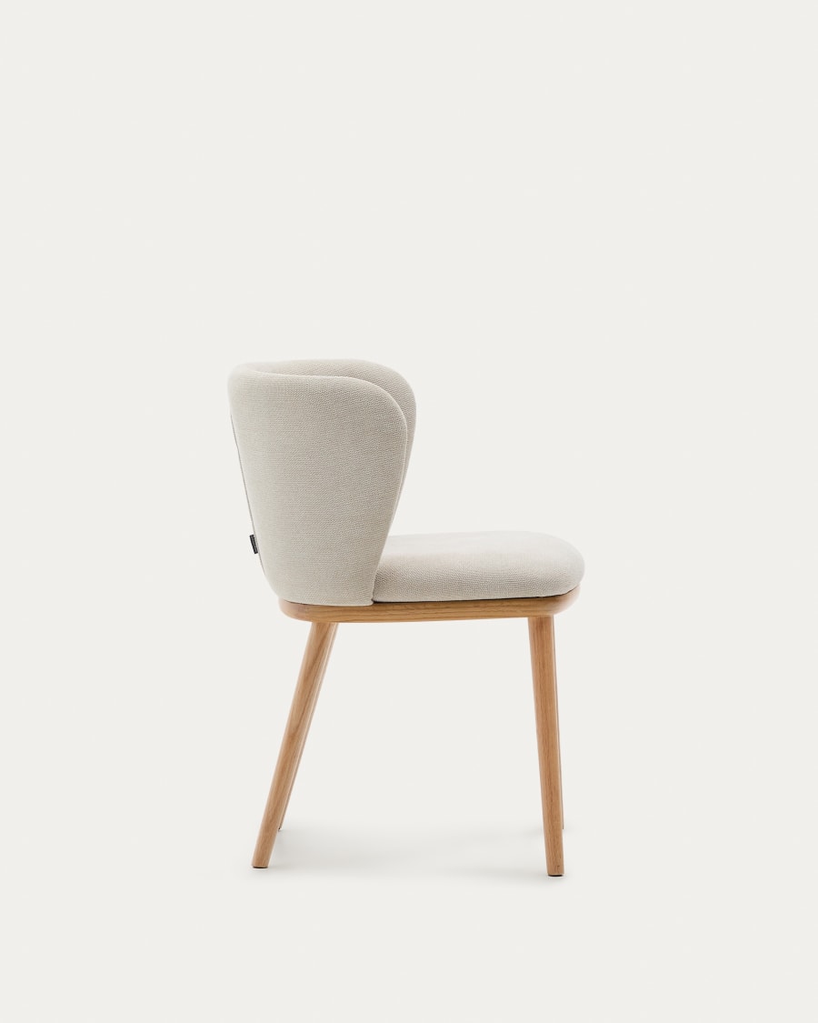 Ciselia chair beige chenille and solid ash wood natural tone finish FSC Mix Credit