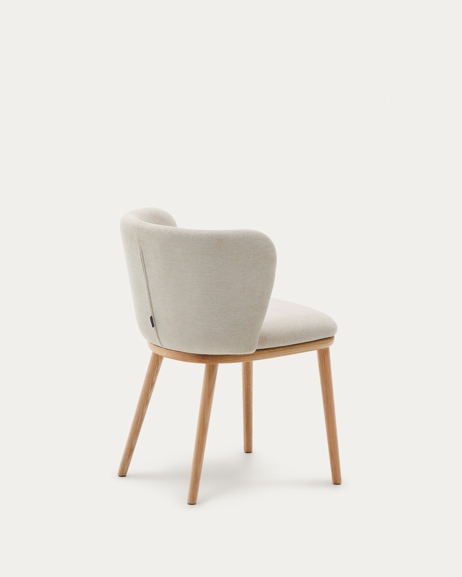 Ciselia chair beige chenille and solid ash wood natural tone finish FSC Mix Credit