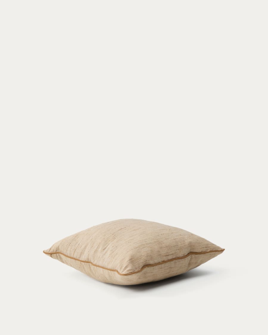 Aleos mustard cushion cover in melange fabric with contrasting trim 45 x 45cm