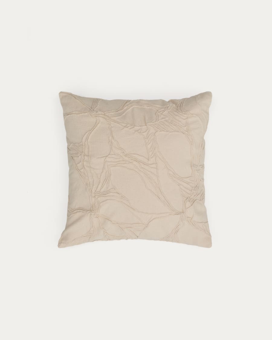 Zira beige flower detail cotton cushion cover 45 x 45cm