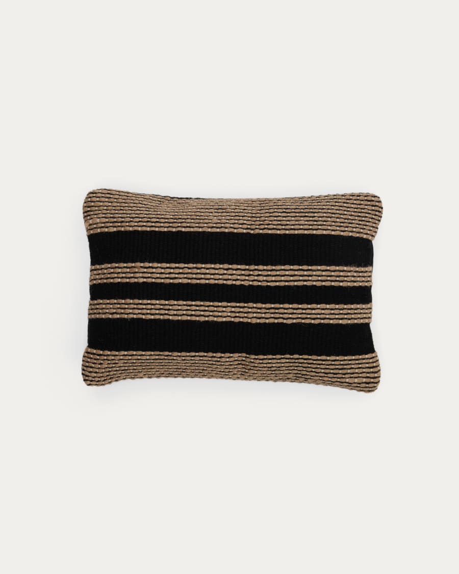 Aylin black jute-embroidered cotton cushion cover 40 x 60 cm