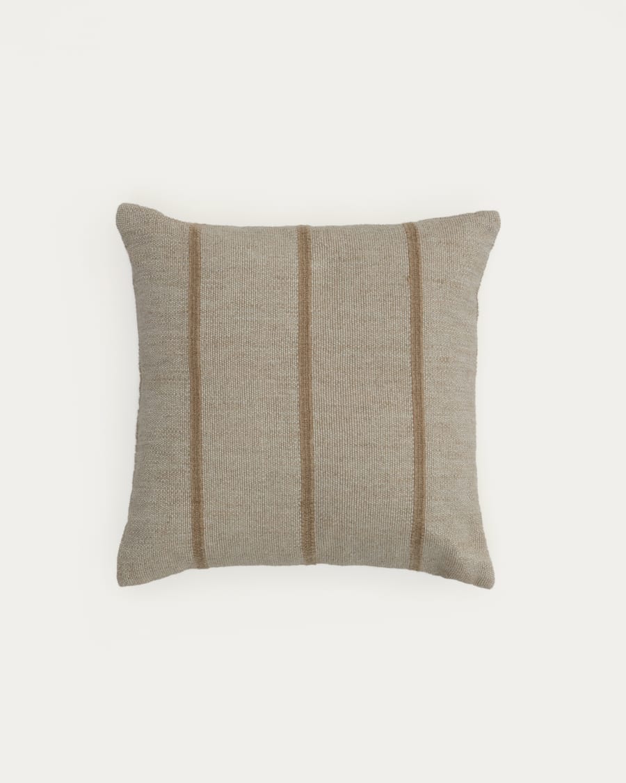 Disis cushion cover made of linen and cotton with beige woven stripes 45 x 45 cm
