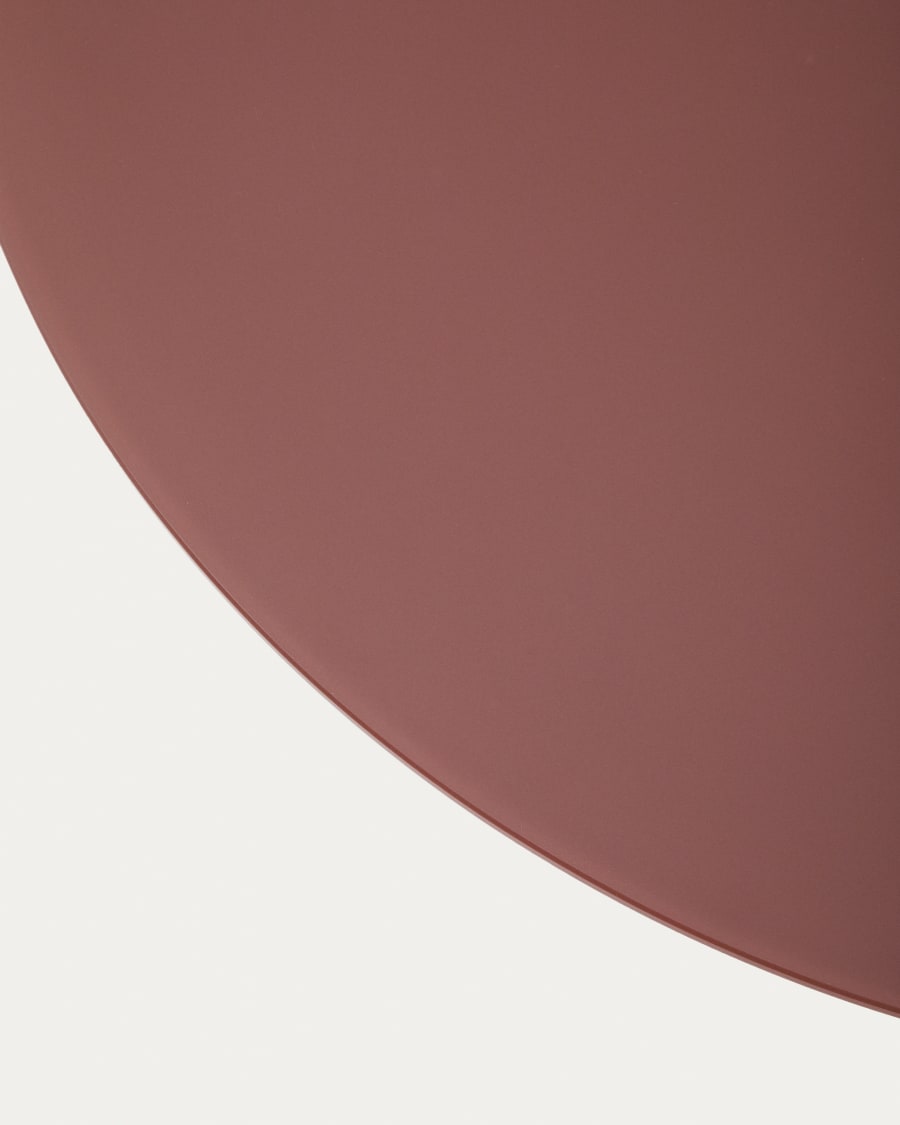 Wilshire coffee table with frosted tempered glass and matt terracotta painted steel finish Ø80cm