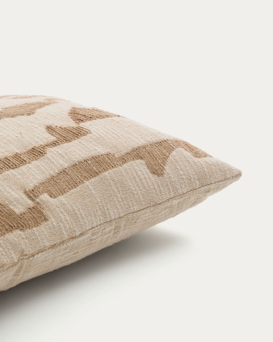 Kissenbezug Arvai aus 100 % Baumwolle mit Jutestickerei in Beige 45 x 45 cm