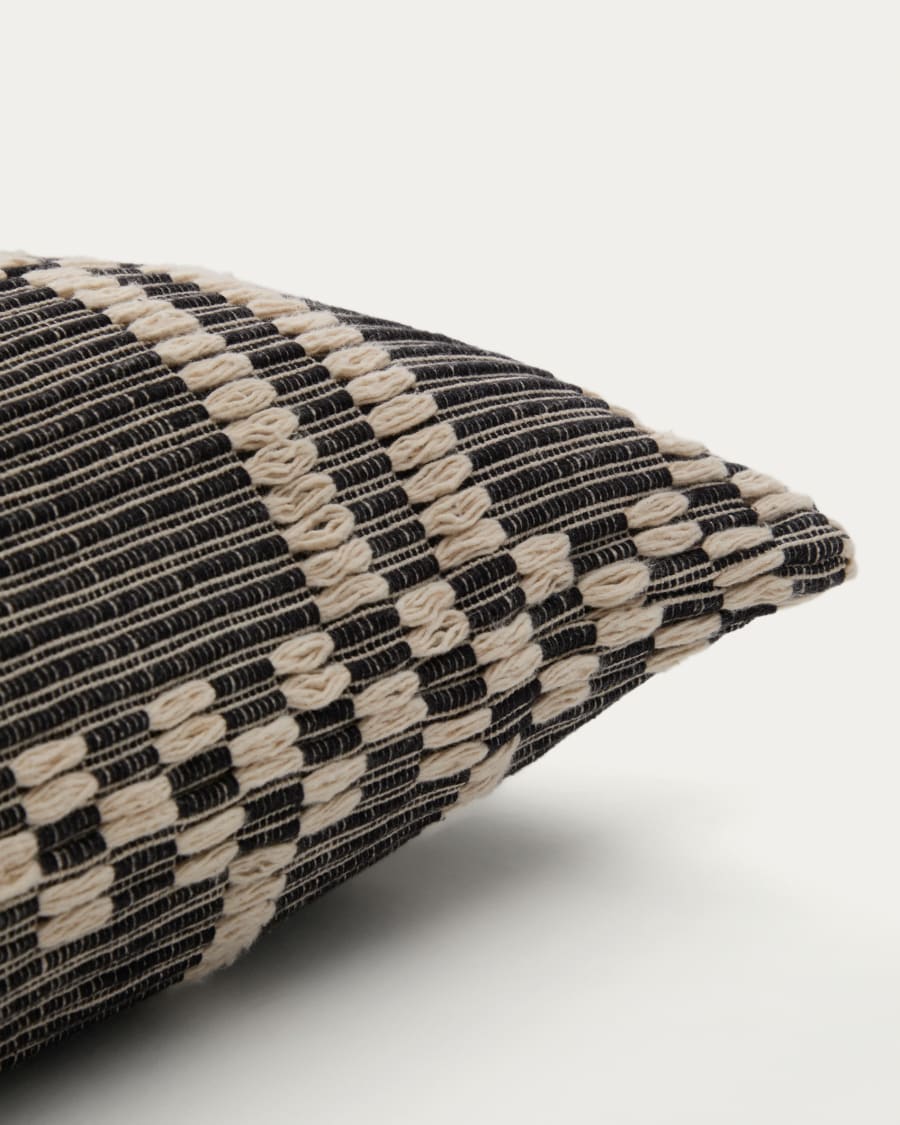 Kavri black and beige cotton cushion cover 50 x 50cm