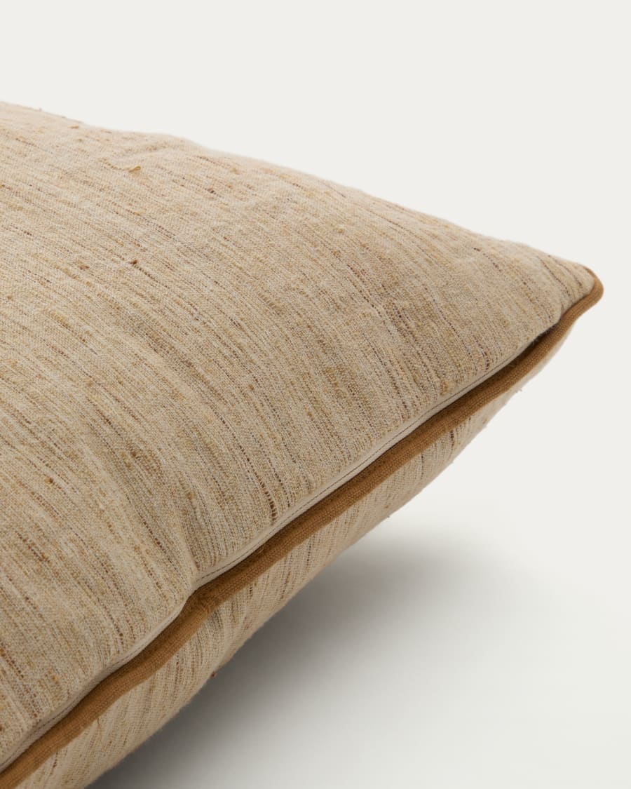 Aleos mustard cushion cover in melange fabric with contrasting trim 45 x 45cm