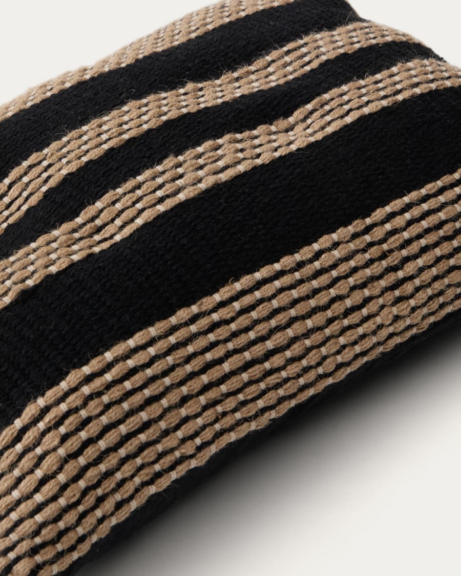 Aylin black jute-embroidered cotton cushion cover 40 x 60 cm