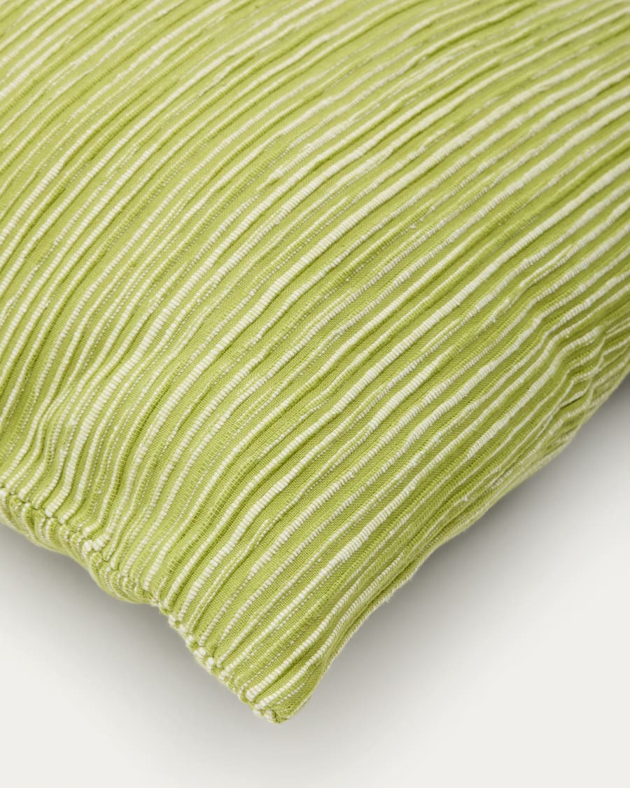 Niera green striped cotton jacquard cushion cover 45 x 45cm