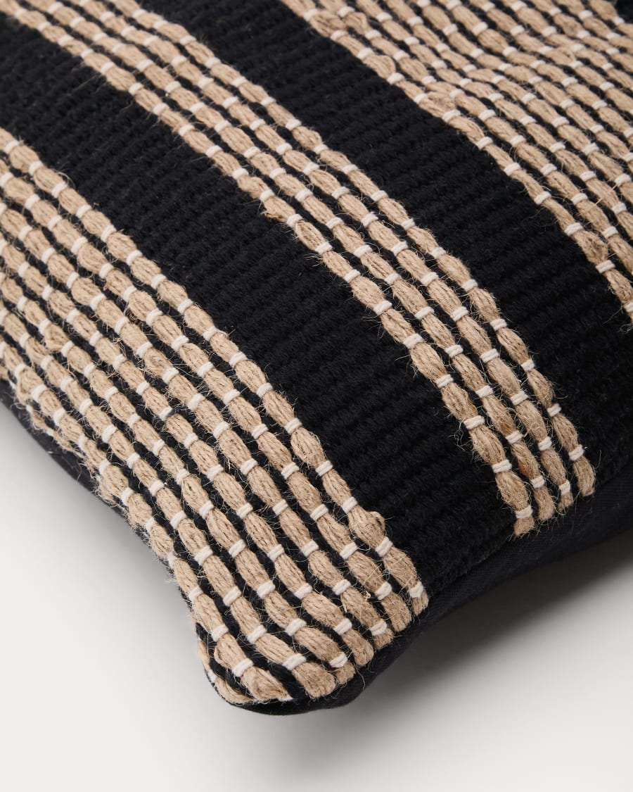 Aylin black jute-embroidered cotton cushion cover 50 x 50 cm