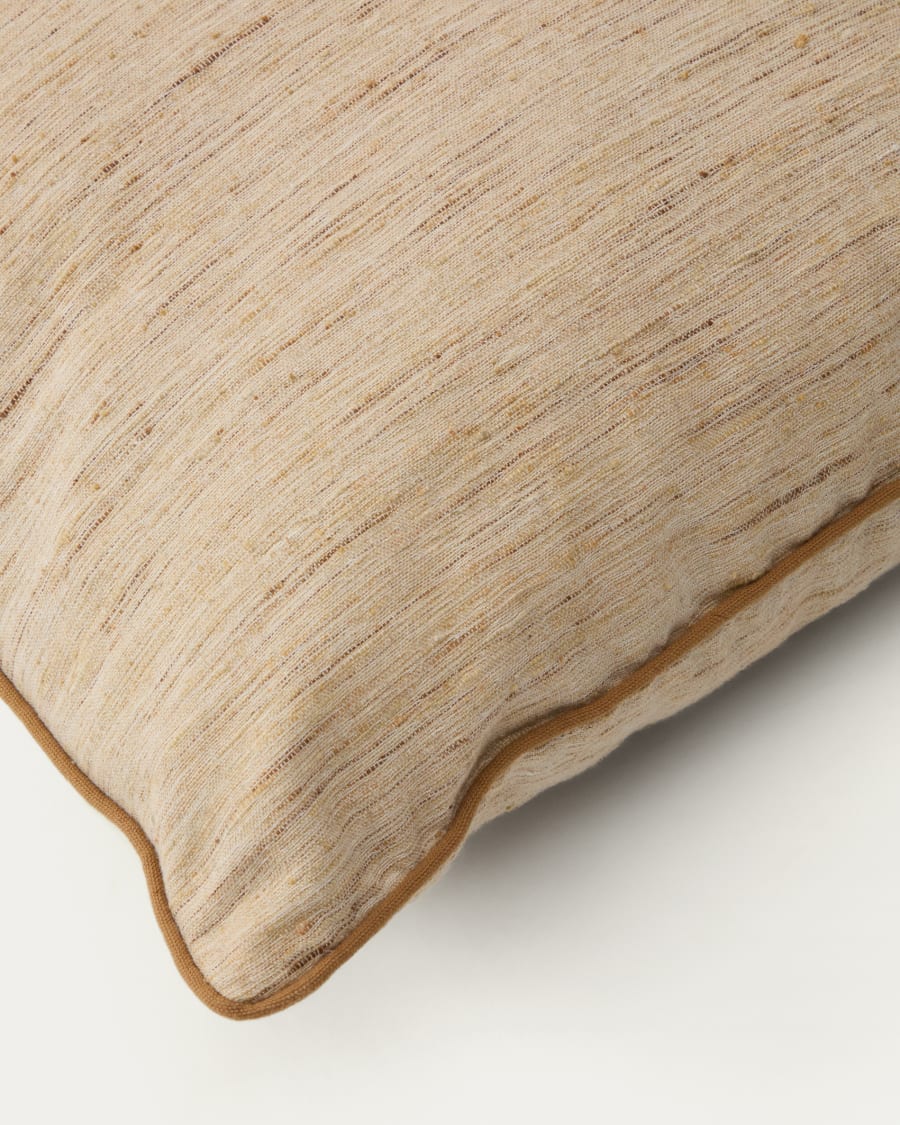 Aleos mustard cushion cover in melange fabric with contrasting trim 45 x 45cm