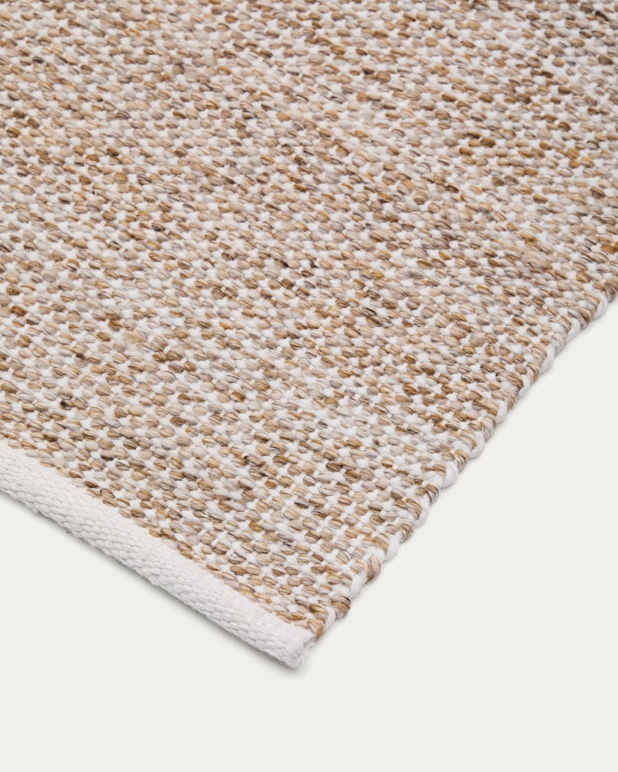 Rug Nalian 100% PET with beige checks 200 x 300 cm