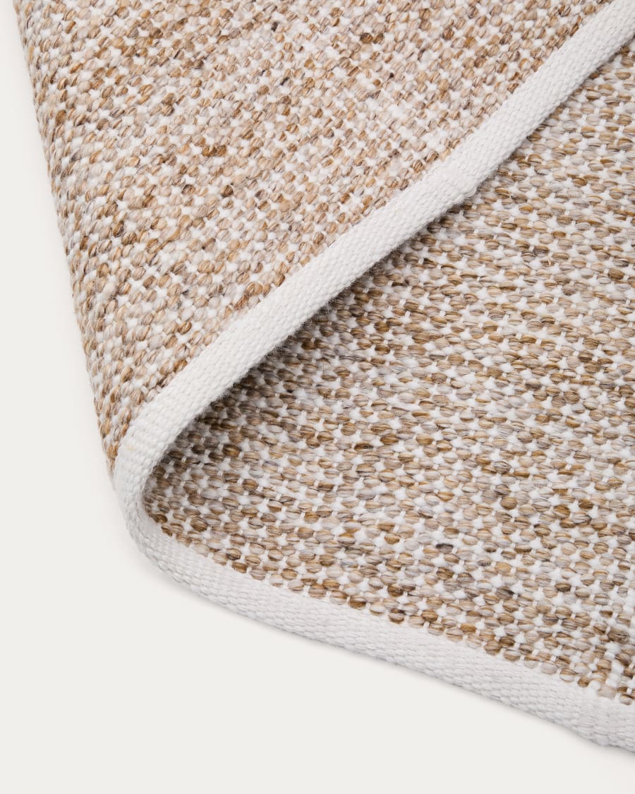 Rug Nalian 100% PET with beige checks 200 x 300 cm