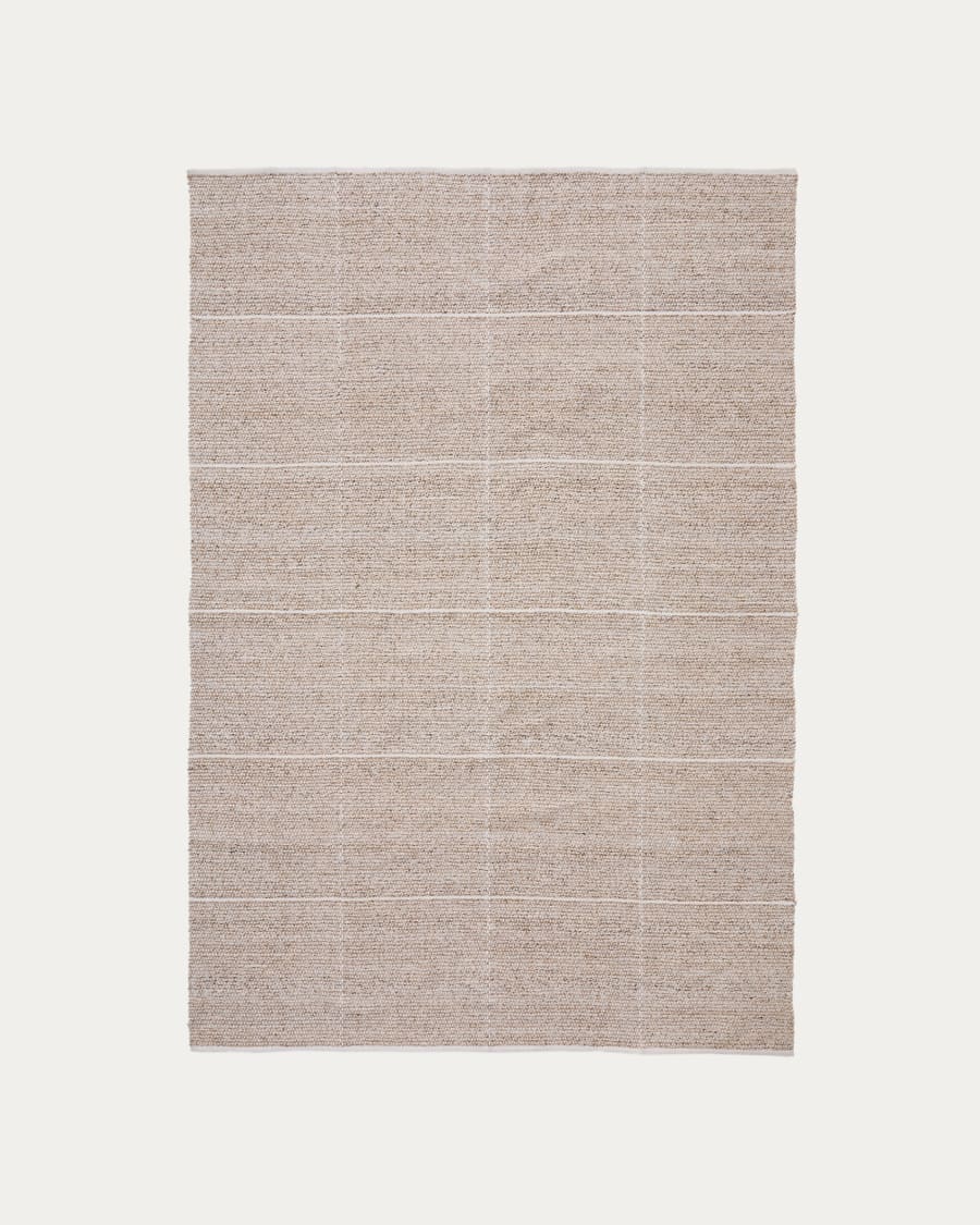 Rug Nalian 100% PET with beige checks 200 x 300 cm