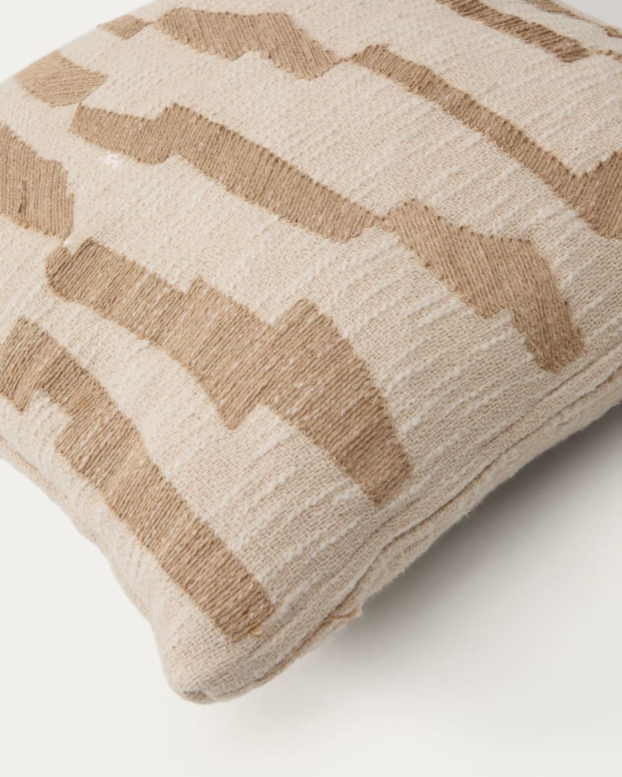 Kissenbezug Arvai aus 100 % Baumwolle mit Jutestickerei in Beige 45 x 45 cm