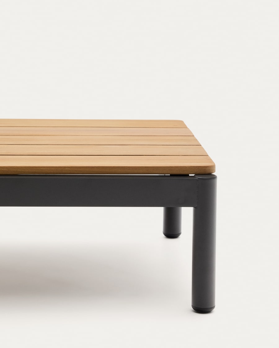 Sorells coffee table in gray aluminum and teak wood 52,4 x 91 cm FSC 100%