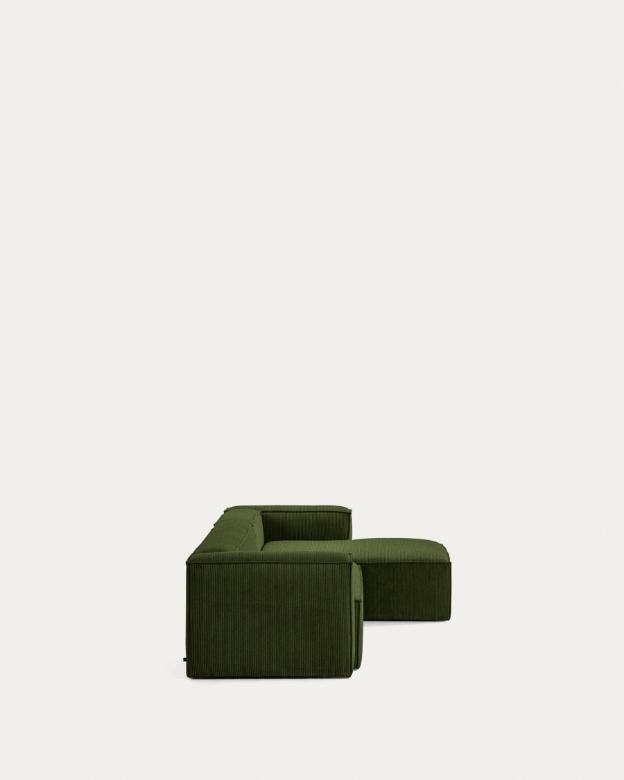 Blok 4-seater sofa with right chaise longue thick green corduroy 330 cm