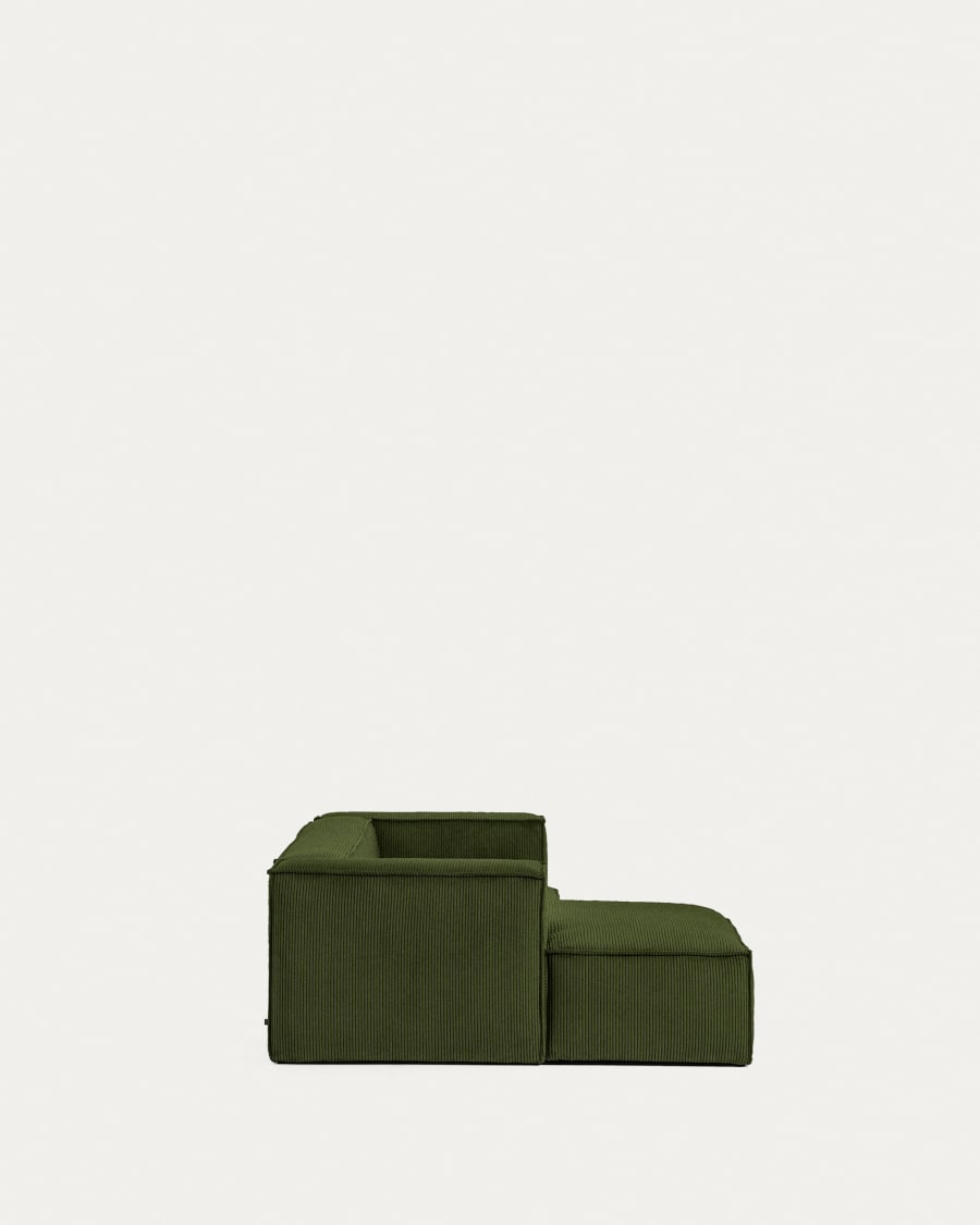 Blok 2-seater sofa with left chaise longue thick green corduroy 240 cm