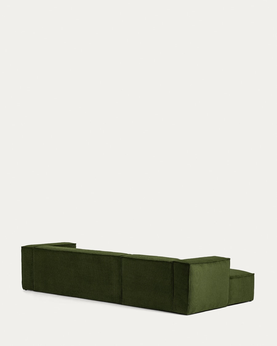 Blok 4-seater sofa with left chaise longue thick green corduroy 330 cm