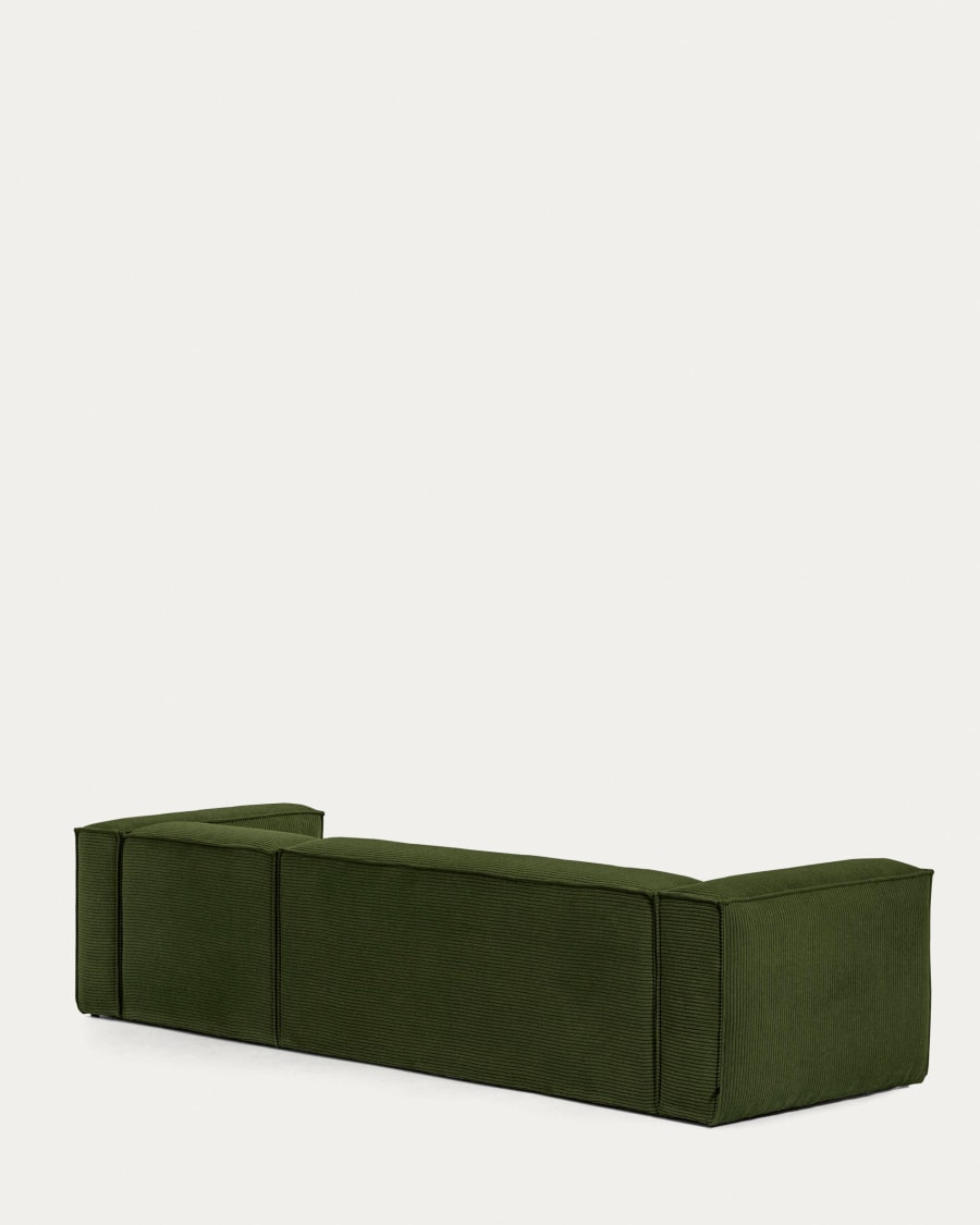 Blok 4-seater sofa with right chaise longue thick green corduroy 330 cm