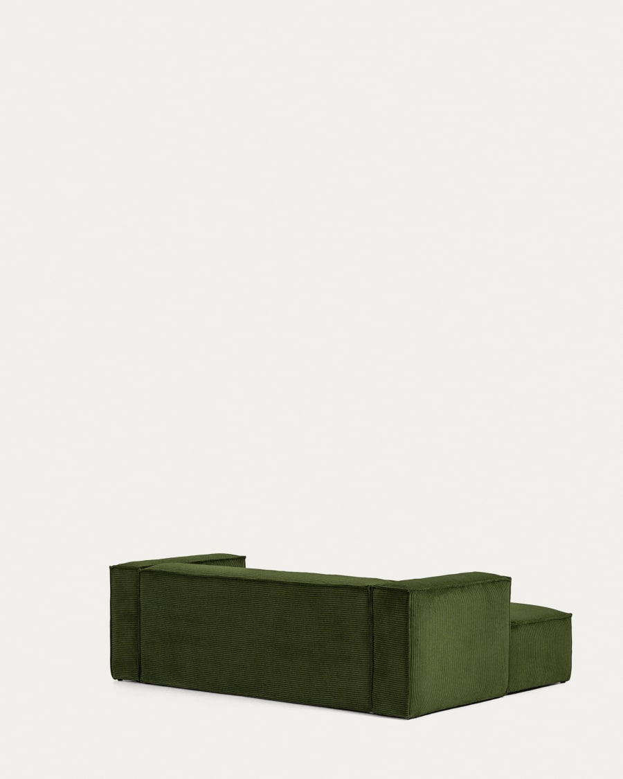 Blok 2-seater sofa with left chaise longue thick green corduroy 240 cm