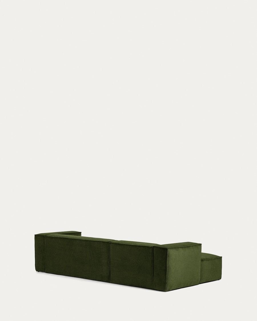 Blok 3-seater sofa with left chaise longue thick green corduroy 300 cm