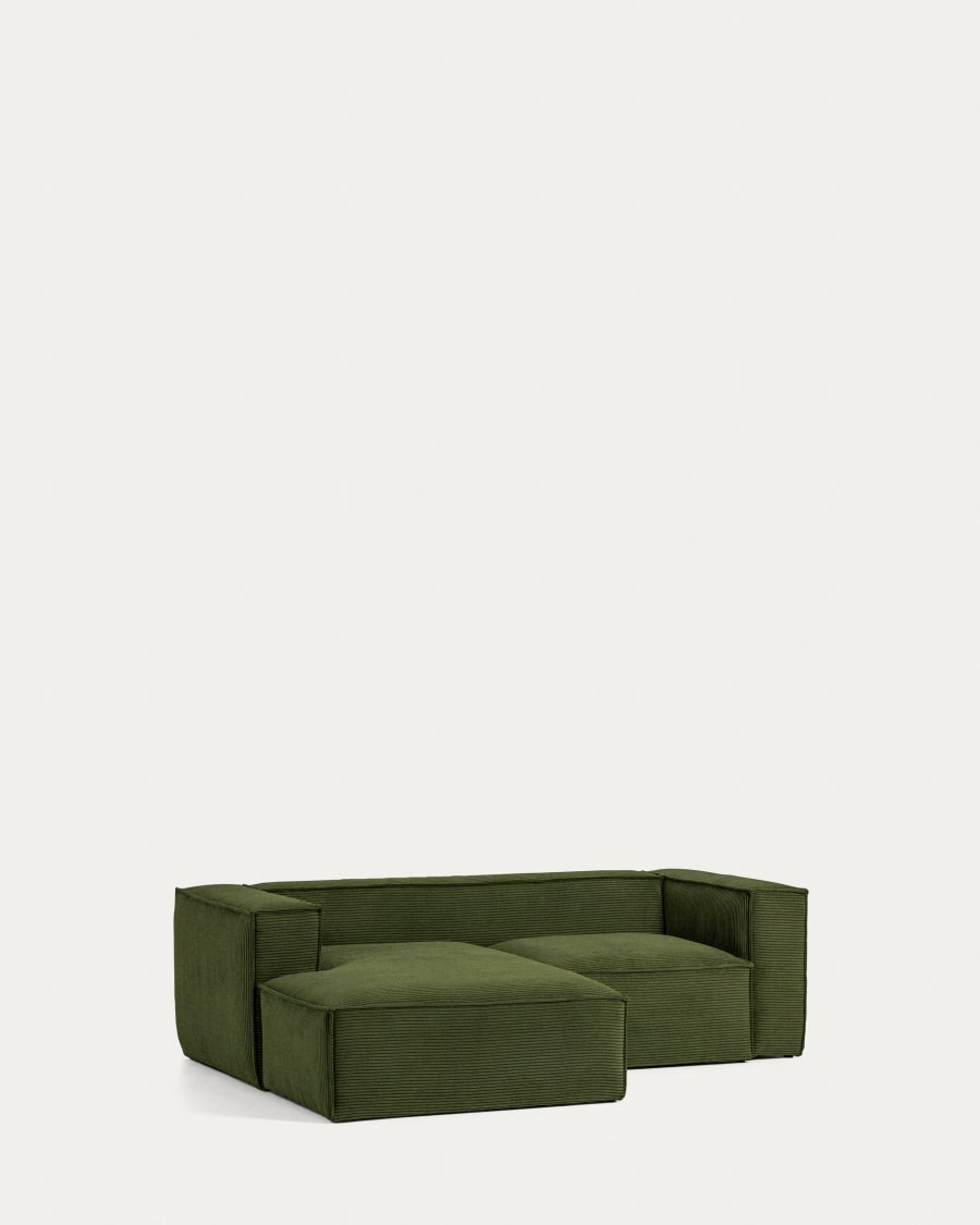 Blok 2-seater sofa with left chaise longue thick green corduroy 240 cm