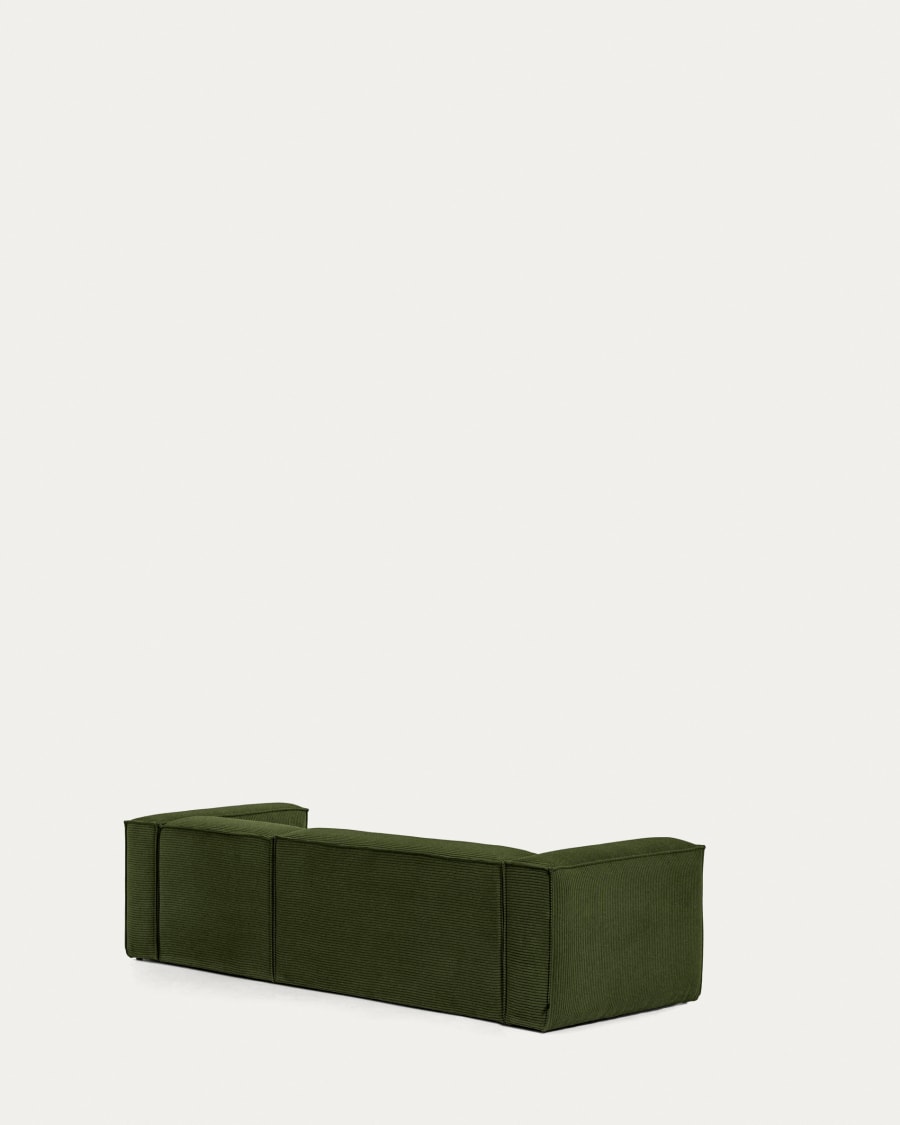 Blok 3-seater sofa with right chaise longue thick green corduroy 300 cm