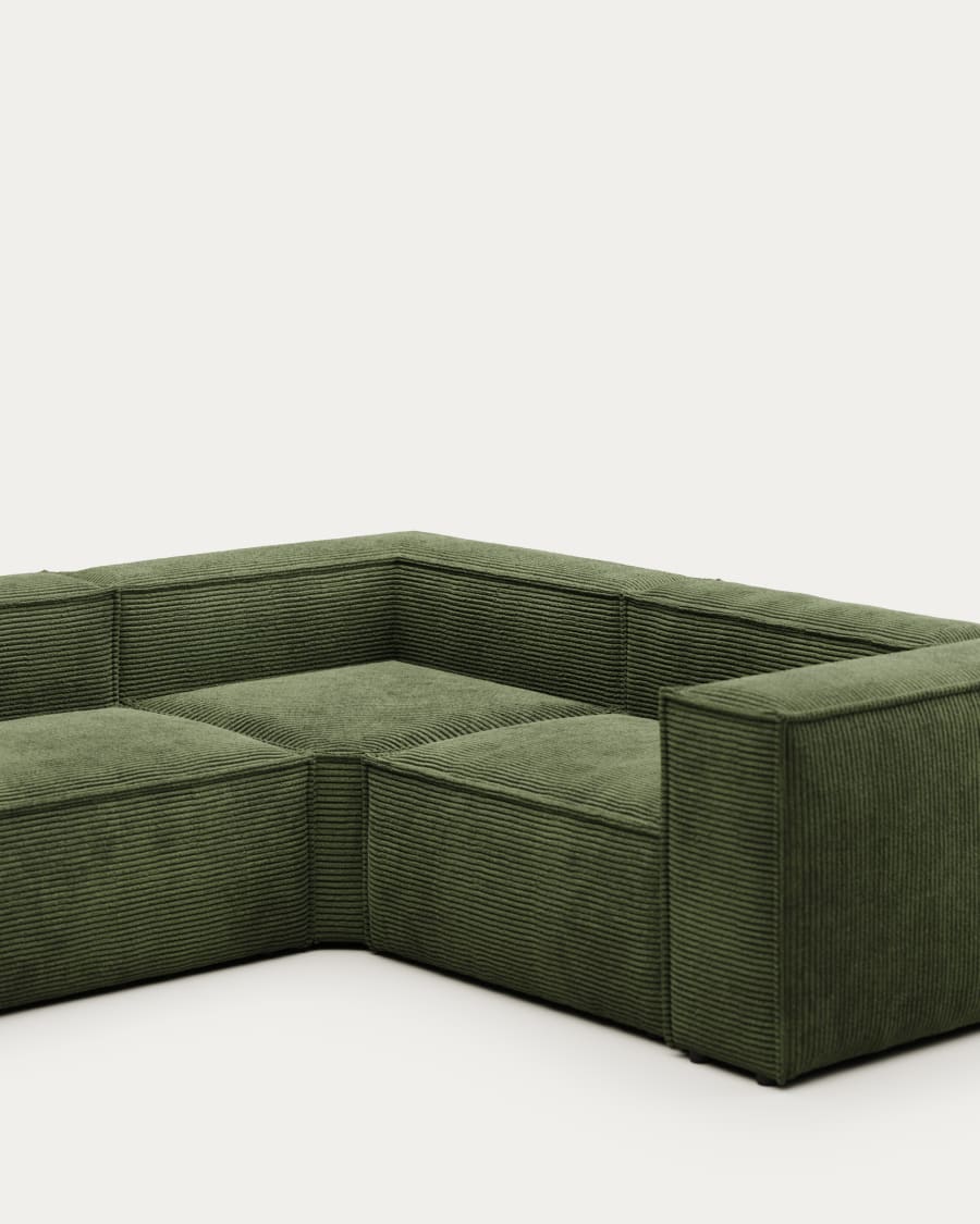 Blok 4-seater corner sofa thick green corduroy 320 x 230 cm / 320 x 230 cm