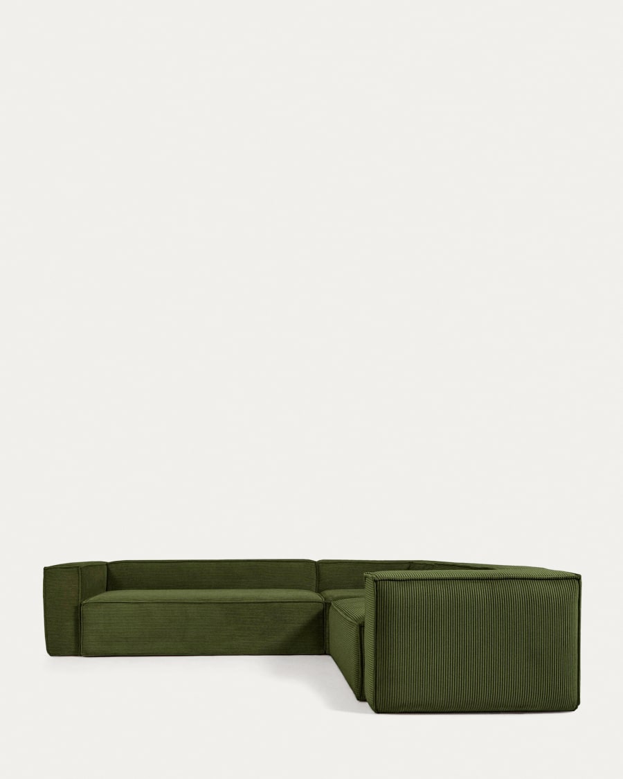 Blok 5-seater corner sofa thick green corduroy 320 x 290 cm / 290 x 320 cm