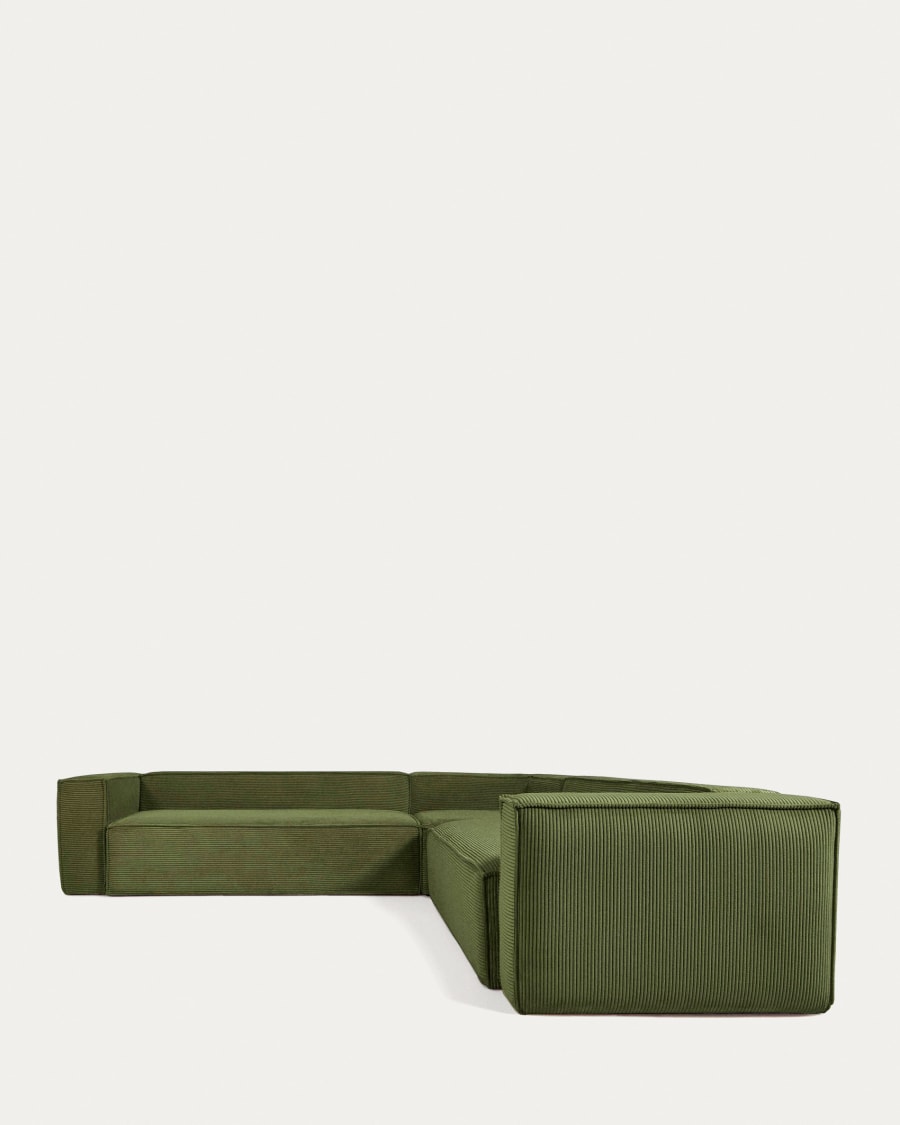 Blok 6-seater corner sofa thick in green corduroy 320 x 320 cm