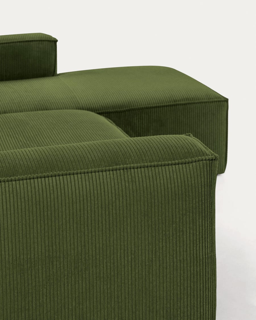 Blok 3-seater sofa with right chaise longue thick green corduroy 300 cm