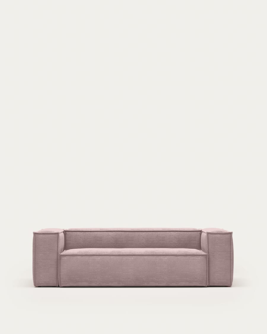 Blok 3-seater sofa thick in pink corduroy 240 cm