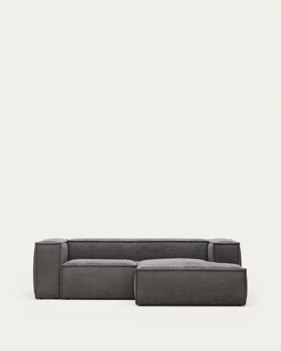Blok 2-seater sofa with right chaise longue thick grey corduroy 240 cm