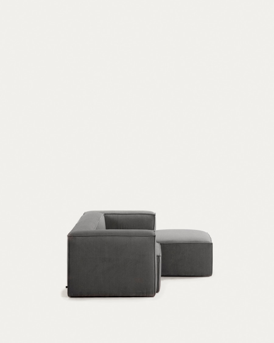 Blok 2-seater sofa with right chaise longue thick grey corduroy 240 cm
