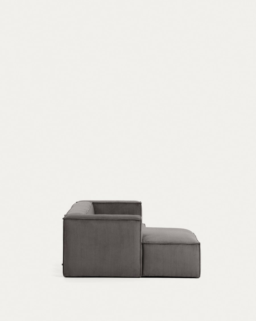 Blok 2-seater sofa with left chaise longue thick grey corduroy 240 cm