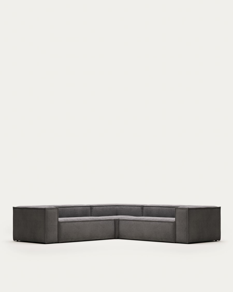 Blok 4-seater corner sofa thick grey corduroy 290 x 290 cm