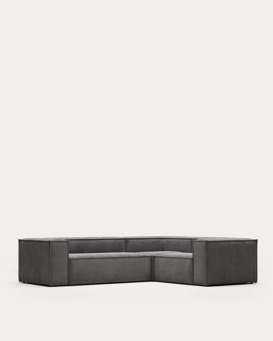 Blok 3-seater corner sofa thick grey corduroy 290 x 230 cm / 230 x 290 cm
